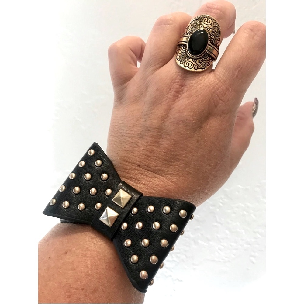 Studded Black Bow Bracelet